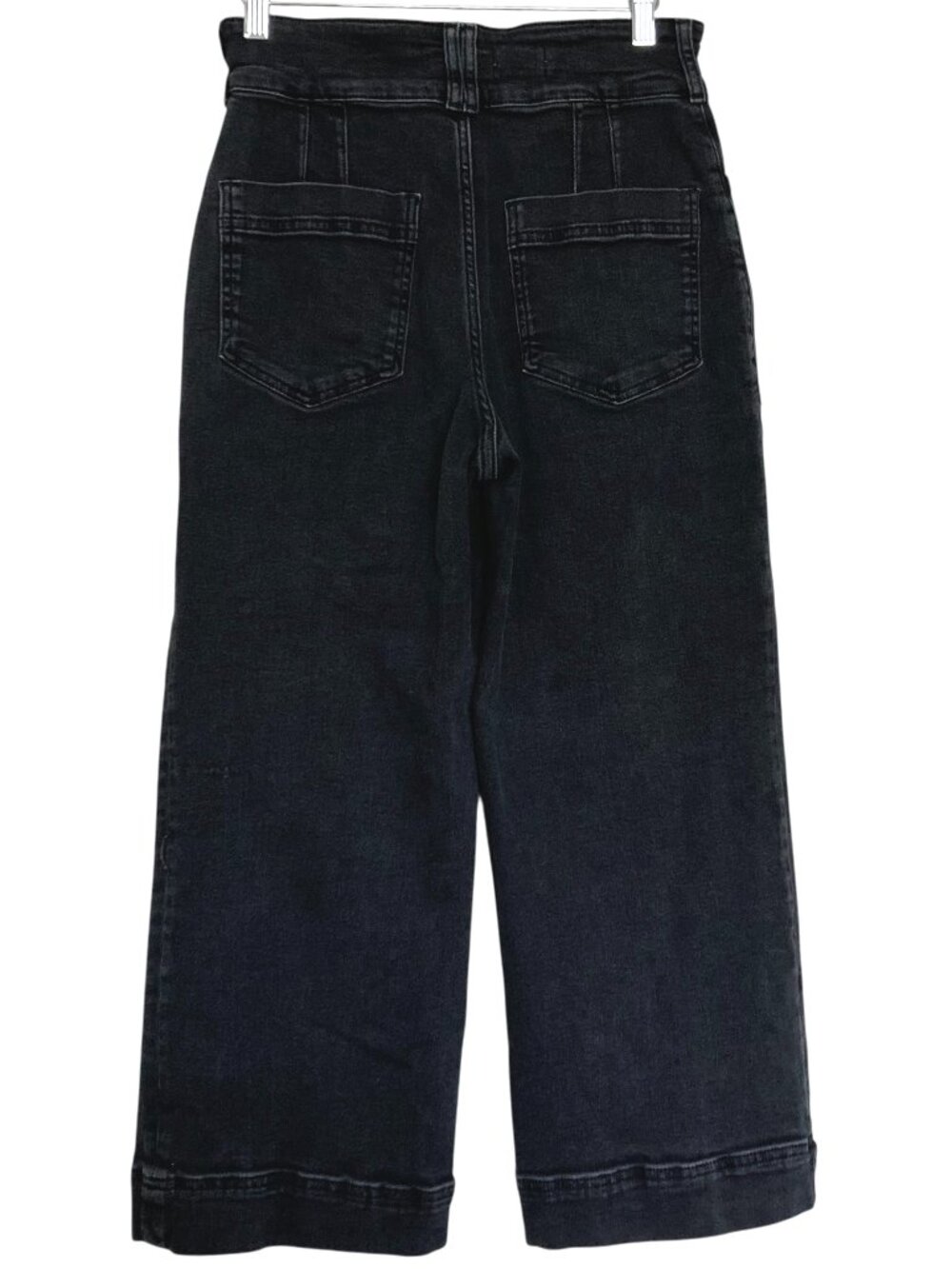 Pilcro x Anthropologie Wide Leg Cropped Utility High Rise Jeans Size 28P Black - Picture 5 of 9